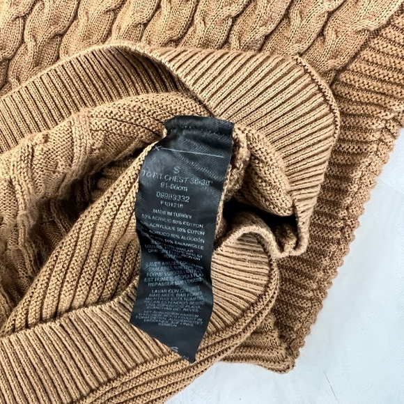 ASOS Designs Cotton Light Brown Cable Knit Mock Neck Sweater Size Small - Picture 6 of 10